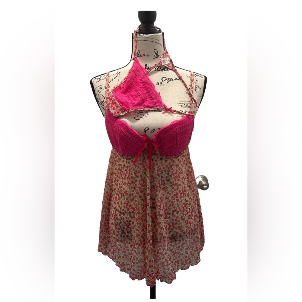 Vintage Victoria's Secret Pink Floral Nightie Set